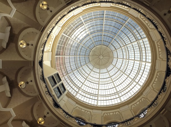Blackpool, Lancashire, United Kingdom, 5 March 2022: the glass dome inside the entrance of the historic winter gardens building in Blackpool, Europe