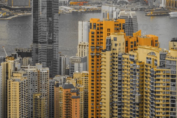 Skyscrapers of Hong Kong which is visible from the Victoria Peak. Shooting Location: Hong Kong Special Administrative Region