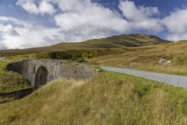 Bridge on mountain road, Ben Lawers Nature Reserve, Highlands, Scotland, Great Britain