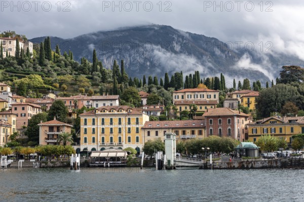 Bellagio at lake Como after rain, seen from Tremezzo, Italy, Europe