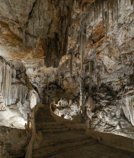Campanet, Spain, 27 January, 2024: stairs leading into the Campanet Caves in Campanet in northern Mallorca, Europe