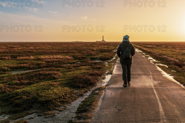Westerheversand lighthouse on the North Sea a landmark of the Eiderstedt peninsula in Germany