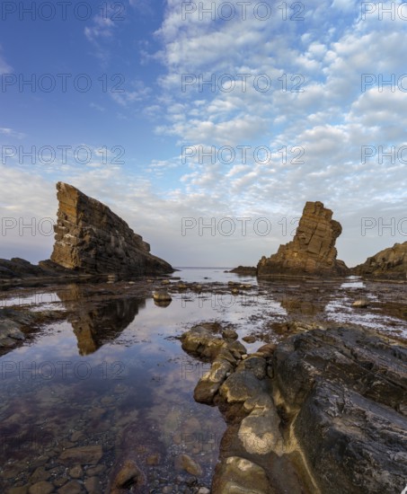Landscape view of the Stone Ships sea stacks in Sinemorets on the Black Sea in Bulgaria