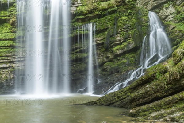 Flumen waterfall in the Flumen gorges at the bottom of a valley in the Jura. France
