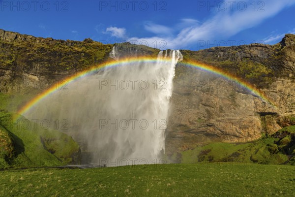 Seljalandsfoss in the evening light, Iceland, Europe