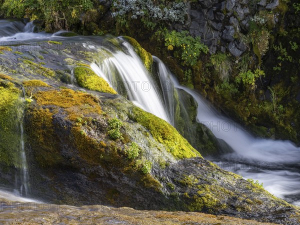 Small waterfalls in the Gjain Valley, South Iceland, Iceland, Europe