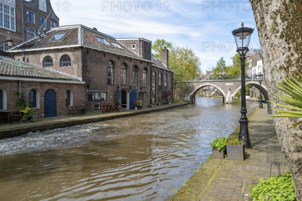 Oudegracht canal in Utrecht in spring