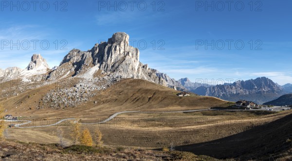 Mountain landscape of the picturesque Dolomites at the Passo Di Giau area in South Tyrol in Italy