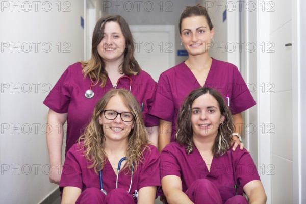 Cheerful woman veterinary team