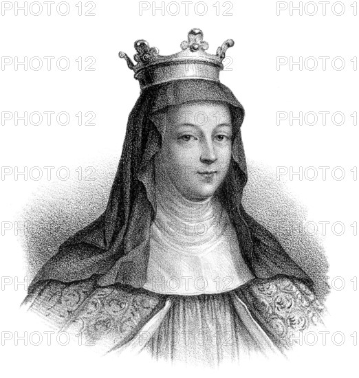 Saint Balthild of Ascania, c. 626-680, also called Bathilda, Baudour, or Bauthieult, Bathilde von Askanien, the wife and queen of Clovis II, the king of Burgundy and Neustria, 639-658