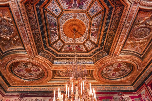 FONTAINEBLEAU FRANCE APRIL 16, interiors and details of castle of Fontainebleau, France, APRIL 16, 2013 in Fontainebleau, France, Europe