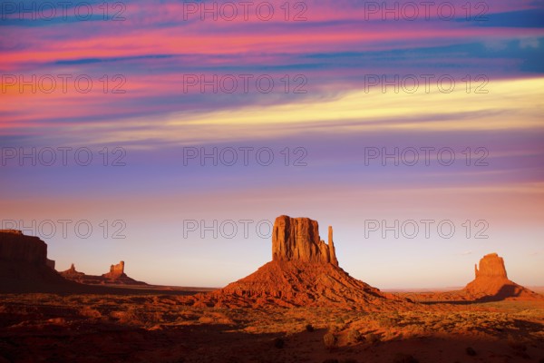 Monument Valley West Mitten and Merrick Butte sunset Utah