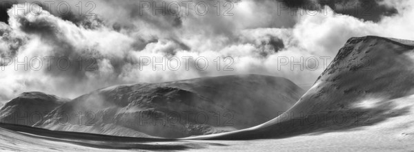 Winter landscape in the Stuor Reaiddavaggi valley, Kebnekaisefjaell, Norrbotten, Lapland, Sweden, March 2014, Europe
