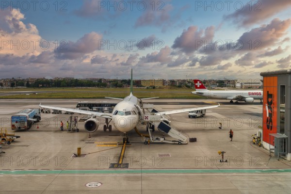 Naples, Italy - 24.06.2022: Aircraft maintenance in Capodichino International Airport