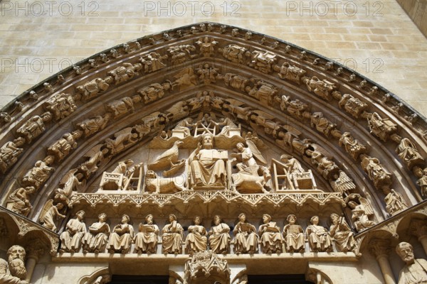 Burgos Cathedral facade in Saint James Way at Castilla Leon of Spain