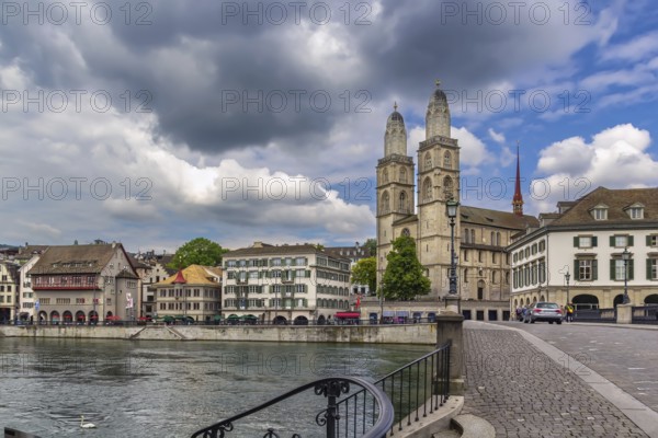 The Grossmunster is a Romanesque-style Protestant church in Zurich, Switzerland, Europe