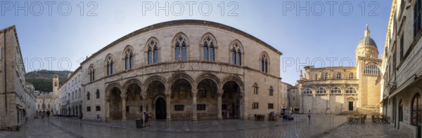 Old town, behind the cathedral tower, panoramic view, Dubrovnik, Dalmatia, Croatia, Europe