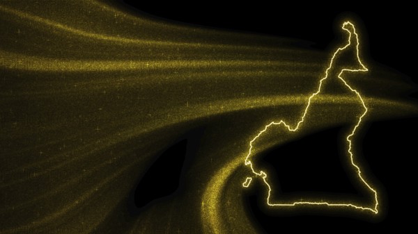 Map of Cameroon, Gold glitter map on dark background