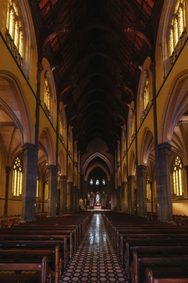 MELBOURNE, AUSTRALIA, MAY 21, 2022: The iconic interior of St. Patrick's Cathedral which is a Roman Catholic Church in Melbourne CBD, Victoria, Australia, Oceania