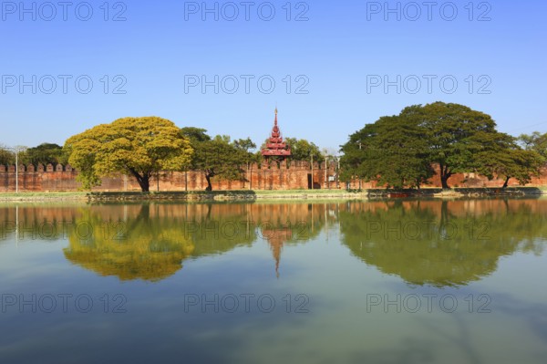 Wall of Fort or Royal Palace in Mandalay, Myanmar (Burma)