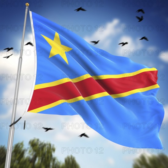 Flag of the Democratic Republic of the Congo, This is a computer generated and 3d rendered image
