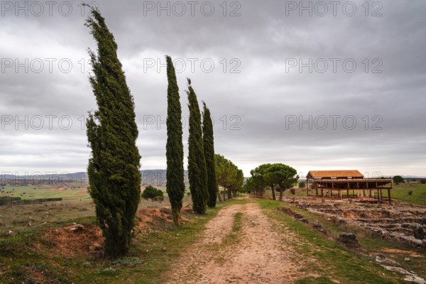 Canaveruelas, Spain, February 29, 2020: Ercavica Roman City archaeological site. Ercavica was an important Roman City whose remains are visible today at the archaeological site, Europe