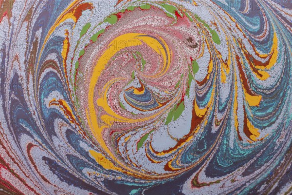 Beautiful abstract art of Ebru marbling painting techniques on water