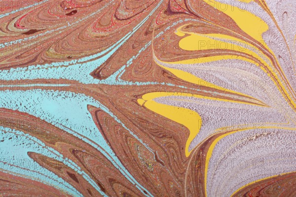 Beautiful abstract art of Ebru marbling painting techniques on water with acrylic paints