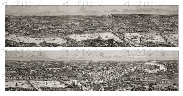 London and the River Thames seen from the south, from Westminster to Greenwich, 1845