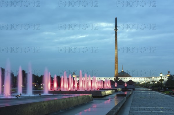 Memorial of a victory with a museum and an obelisk and fountains on Poklonnaya Hill