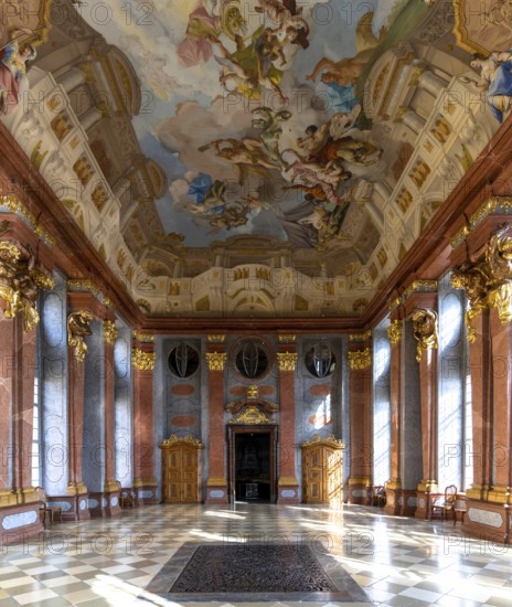 Melk, Auistria, 22 September, 2022: view of the Marble Hall with its painted ceiling in Melk Abbey in Lower Austria