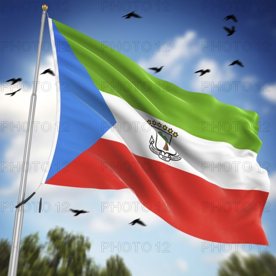 Flag of Equatorial Guinea, This is a computer generated and 3d rendered image