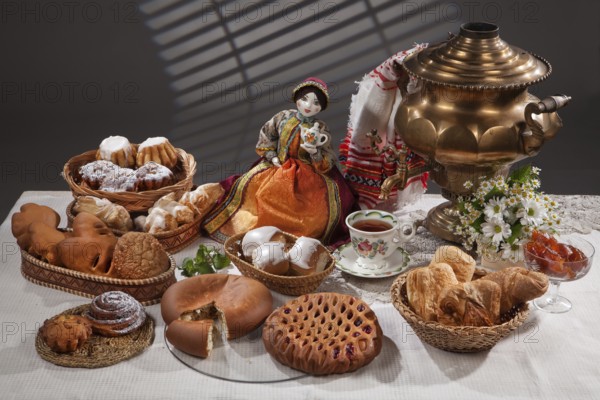 Different kinds of bread on a canvas studio background
