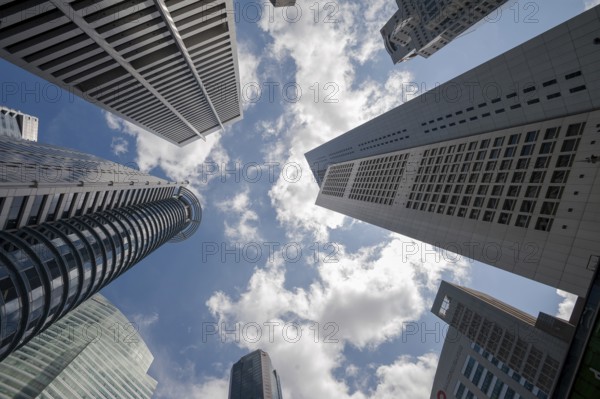 20.08.2016, Singapore, Republic of Singapore, Asia, A view of Singapore's skyscrapers in the business district around Raffles Place, Asia