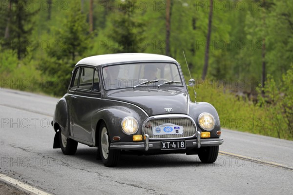 Donau 3-6 Sonderclasse Coupe year 1959 on Ascension Day vintage car rally. DKW cars were sold under Donau brand only in Finland. Fiskars, Finland. May 26, 2022