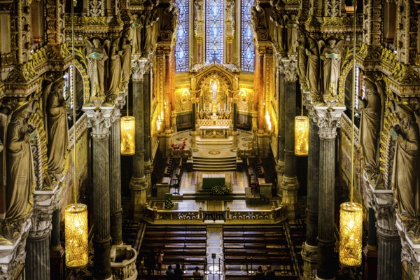 Architecture inside the basilica of Fourviere at Lyon city in France