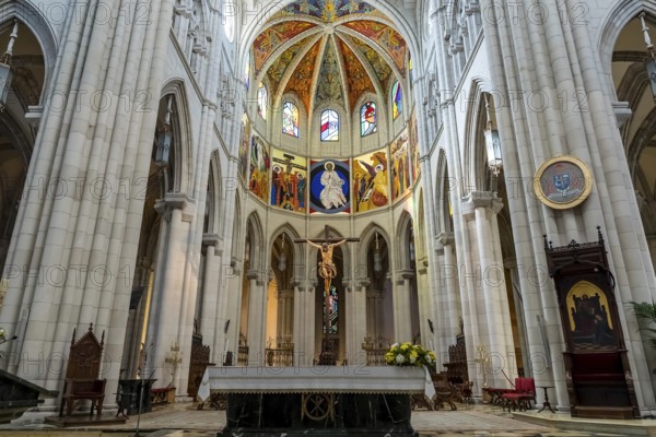 Almudena Cathedral: Iconic seat of Madrid's Archdiocese, built over a century, consecrated in 1993, adjacent to the Royal Palace