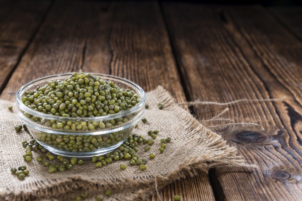 Heap of dried Mung Beans (close-up shot)