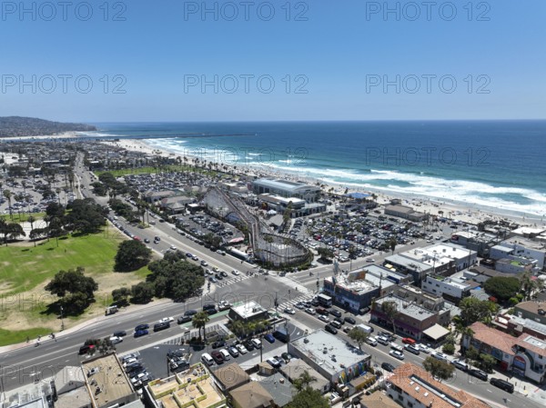 Aerial view of Mission beach in San Diego, California. USA. Famous tourist destination. October, 11th, 2022
