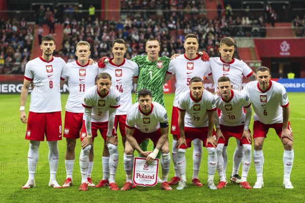 WARSAW, POLAND - MARCH 21, 2025: Qualifications for FIFA World Championship 2026. Match Poland - Lithuania 1:0. Team of Poland