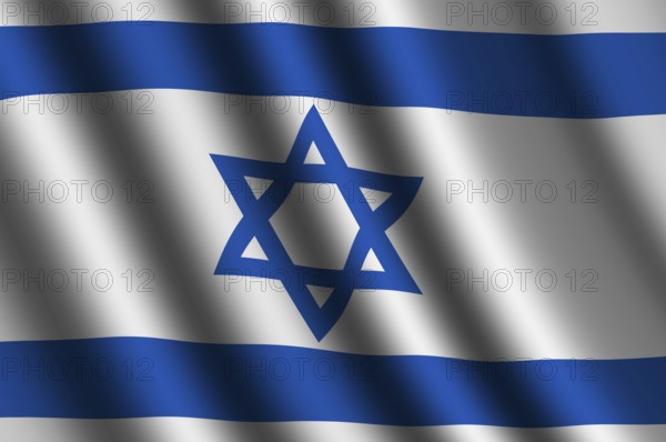 The Israeli flag flying in the wind