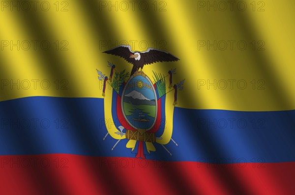 The Ecuador flag flying in the wind