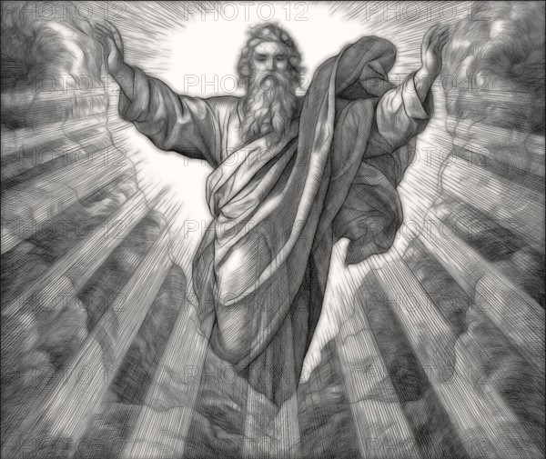 The Creation of Light, Old Testament, by Julius Schnorr von Carolsfeld, 1860, digitally altered