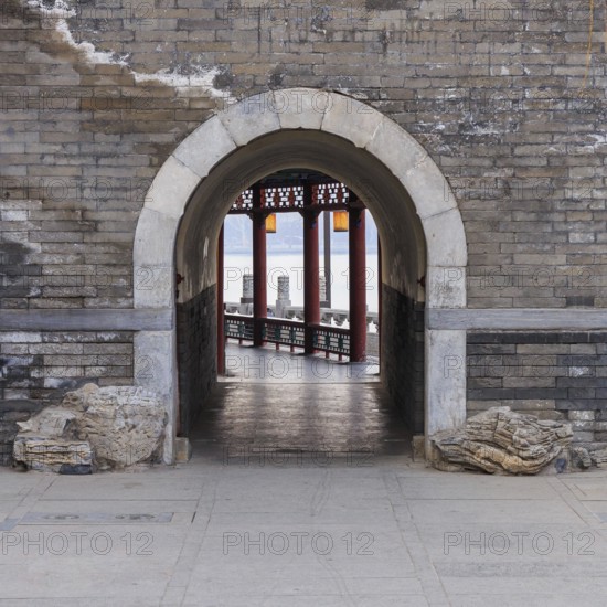 Historic gatehouse at Behai park in Beijing, China, Beijing, China, Asia