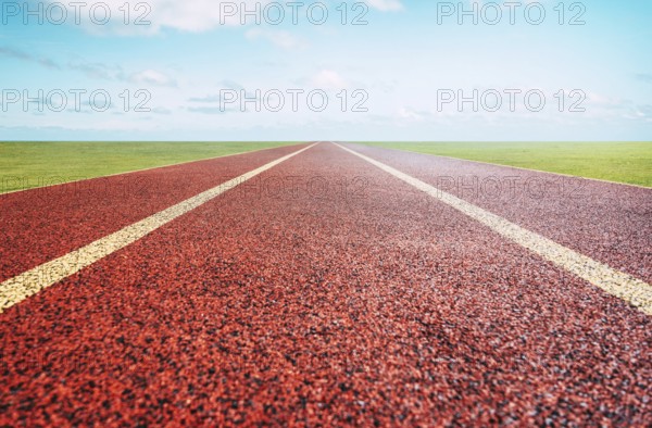 Rote Laufstrecke mit Himmelhintergrund