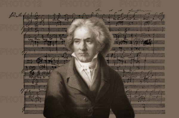 Hand-written musical notation, love song, Zärtliche Liebe, 1795, Ludwig van Beethoven, 1770 -1827, German composer