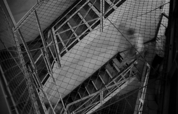 GDR, Potsdam, 13.05.1990, Linden Hotel, House for all, Visiting site, former Stasi prison Potsdam, staircase