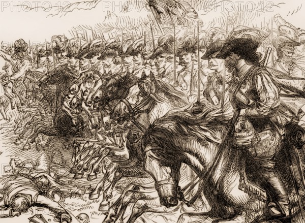 Scene from the Battle of Landen or Neerwinden, 29 July 1693, Nine Years' War, From British Battles on Land and Sea, by James Grant