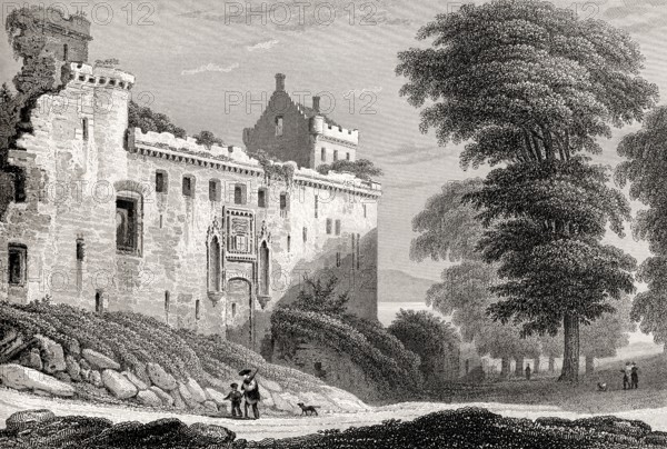 The ruins of Linlithgow Palace, Linlithgow, West Lothian, Scotland, 19th century, from Modern Athens by Th. H. Shepherd