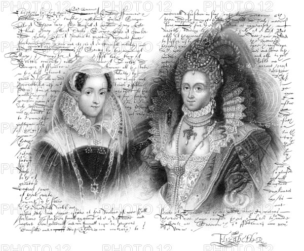Faksimile des Hinrichtungsbefehls für Maria Stuart, Königin der Schotten, verfasst von Elisabeth I. (1533-1603), Königin von England, am 1. Februar 1587